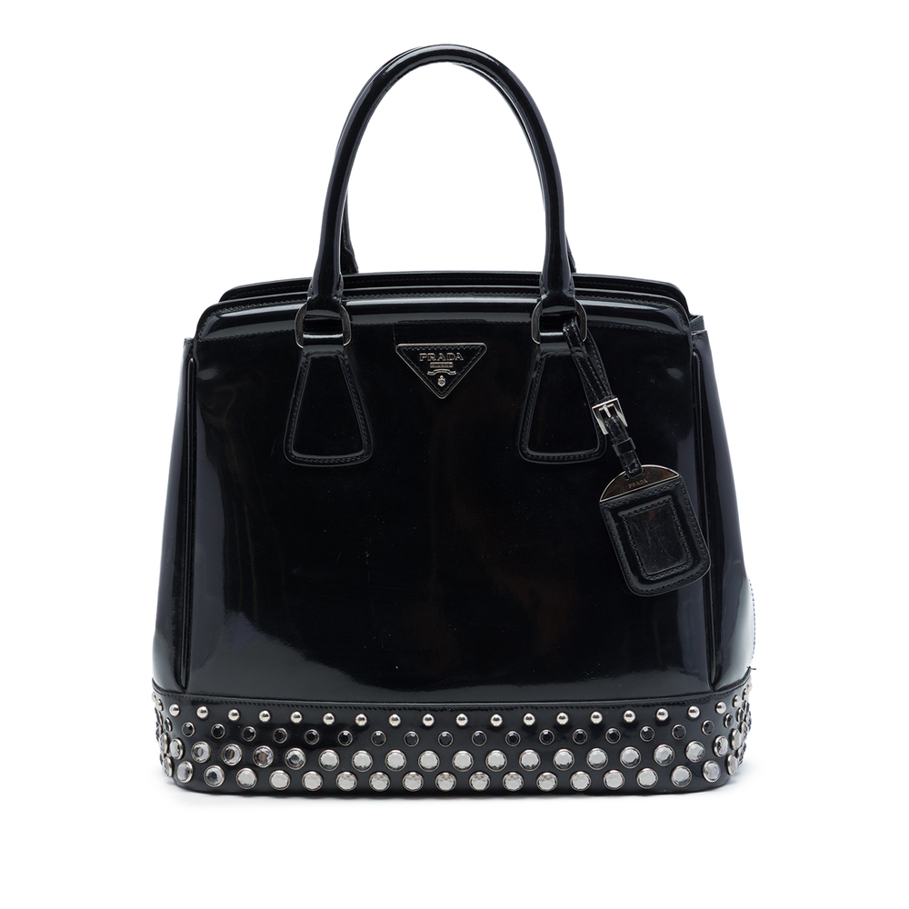 Pre-Loved Prada Spazzolato Leather Studded Crystal Tote